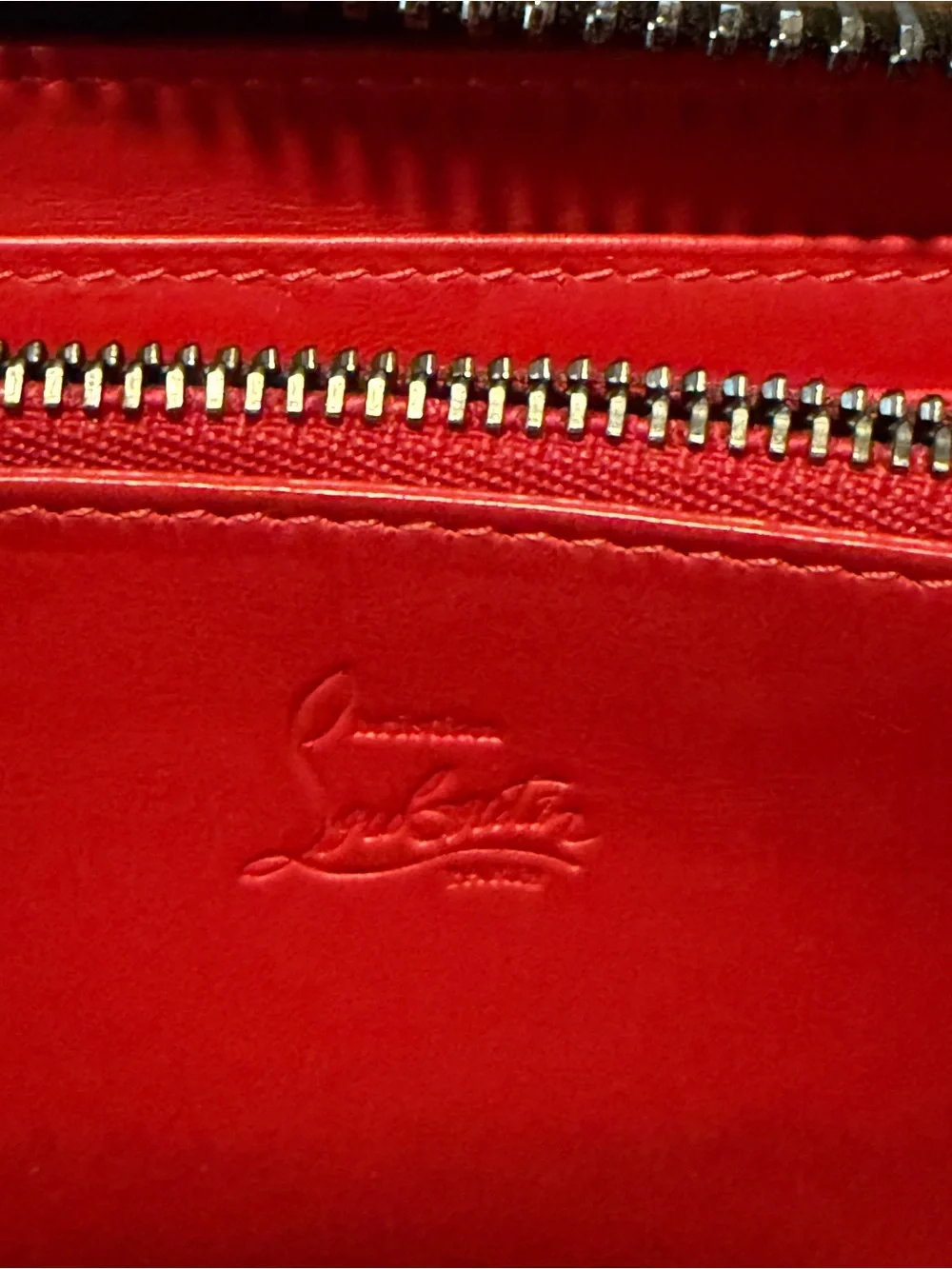 Authentic Christian Louboutin Red Leather Zip Wallet Interior